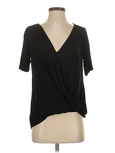 Pre-owned Left Coast By Dolan Short Sleeve Top Black Plunge Neckline Tops