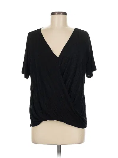 Pre-owned Left Coast By Dolan Short Sleeve Top Black Plunge Neckline Tops