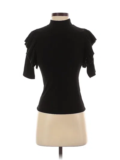 Pre-owned Left Coast By Dolan Short Sleeve Top Black Turtleneck Tops