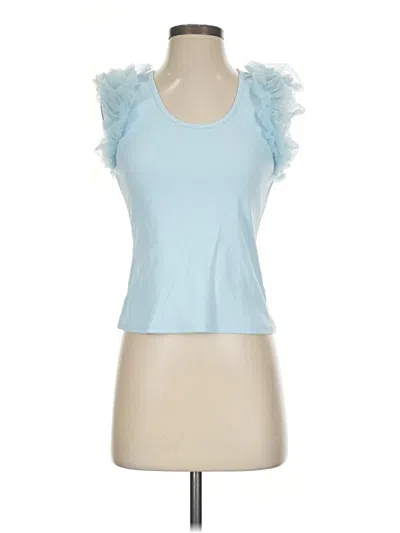 Pre-owned Left Coast By Dolan Short Sleeve Top Blue Sweetheart Neckline Tops