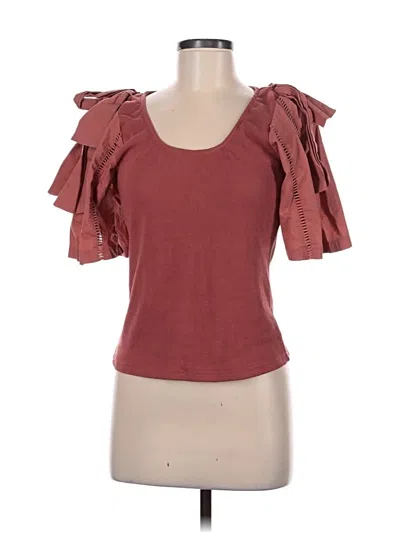 Pre-owned Left Coast By Dolan Short Sleeve Top Burgundy Sweetheart Neckline Tops