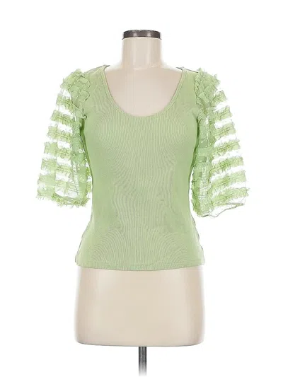 Pre-owned Left Coast By Dolan Short Sleeve Top Green Sweetheart Neckline Tops