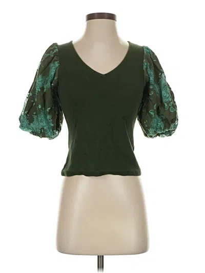 Pre-owned Left Coast By Dolan Short Sleeve Top Green Sweetheart Neckline Tops