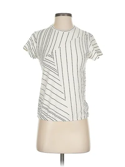 Pre-owned Left Coast By Dolan Short Sleeve Top Ivory Mock Neckline Tops In White