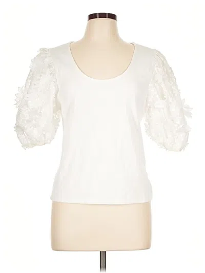 Pre-owned Left Coast By Dolan Short Sleeve Top Ivory Sweetheart Neckline Tops