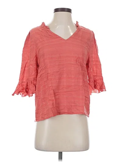 Pre-owned Left Coast By Dolan Short Sleeve Top Pink V Neck Tops