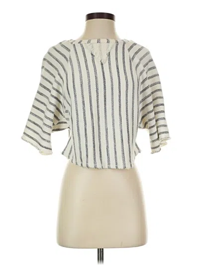 Pre-owned Left Coast By Dolan Short Sleeve Turtleneck In Ivory