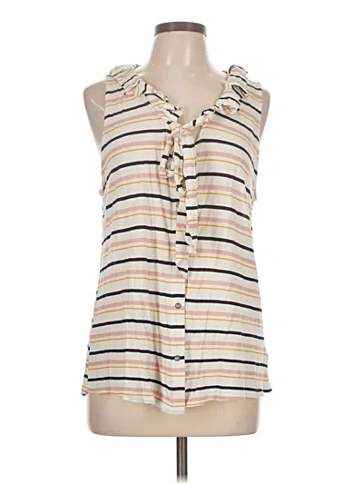 Pre-owned Left Coast By Dolan Sleeveless Button Down Shirt In Ivory