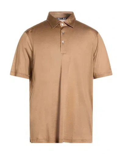 Left End Man Polo Shirt Light Brown Size 44 Silk In Sand