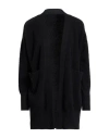Left End Woman Cardigan Black Size 4 Virgin Wool, Polyamide In Black