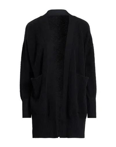 Left End Woman Cardigan Black Size 4 Virgin Wool, Polyamide