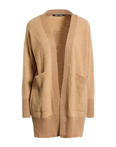 Left End Woman Cardigan Camel Size 4 Virgin Wool, Polyamide In Sand
