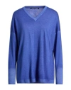 Left End Woman Sweater Blue Size 6 Virgin Wool In Blue