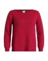 Left End Woman Sweater Garnet Size 2 Virgin Wool In Red