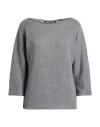 Left End Woman Sweater Grey Size 6 Virgin Wool, Polyamide, Polyester In Gray