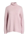 Left End Woman Turtleneck Blush Size 2 Virgin Wool In Pink