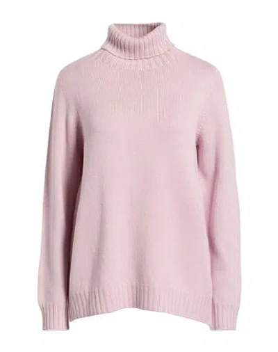Left End Woman Turtleneck Blush Size 2 Virgin Wool In Pink