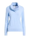 Left End Woman Turtleneck Light Blue Size 6 Virgin Wool, Viscose, Cashmere