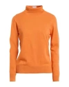 Left End Woman Turtleneck Orange Size 10 Virgin Wool, Viscose, Cashmere