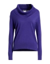 Left End Woman Turtleneck Purple Size 10 Virgin Wool, Viscose, Cashmere