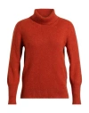 Left End Woman Turtleneck Rust Size 8 Cashmere In Red