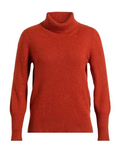 Left End Woman Turtleneck Rust Size 8 Cashmere In Red