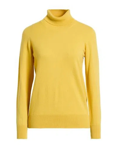 Left End Woman Turtleneck Yellow Size 6 Virgin Wool, Viscose, Cashmere