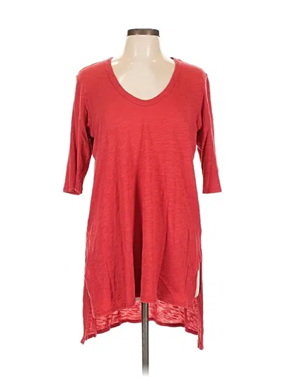 Pre-owned Left Of Center 3/4 Sleeve Top Red V Neck Tops