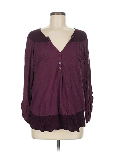 Pre-owned Left Of Center Long Sleeve Henley Shirt In Purple