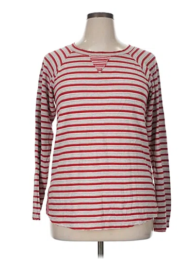 Pre-owned Left Of Center Long Sleeve Henley Shirt In Red