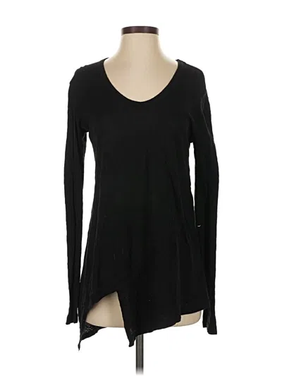 Pre-owned Left Of Center Long Sleeve Top Black Scoop Neck Tops