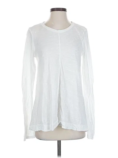 Pre-owned Left Of Center Long Sleeve Top White Crew Neck Tops