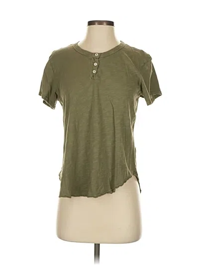 Pre-owned Left Of Center Short Sleeve Henley Shirt In Green
