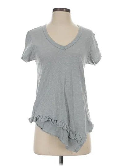 Pre-owned Left Of Center Short Sleeve Top Gray V Neck Tops