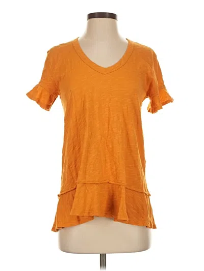 Pre-owned Left Of Center Short Sleeve Top Orange V Neck Tops