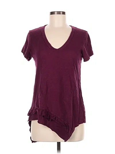 Pre-owned Left Of Center Short Sleeve T-shirt In Burgundy