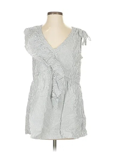 Pre-owned Left Of Center Sleeveless Blouse In Silver