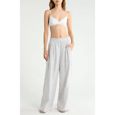 Left On Friday Coastal Linen Cover-up Pants In Gray
