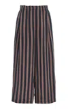 Left On Friday Day Trip Cupro Straight-leg Pants In Stripe
