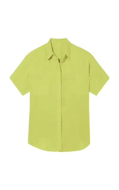Left On Friday Day Trip Oversized Cupro Shirt In Green