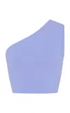 Left On Friday Form One-shoulder Cropped Jersey Tank In Blue