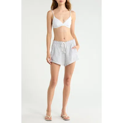 Left On Friday Getaway Linen Cover-up Shorts In White