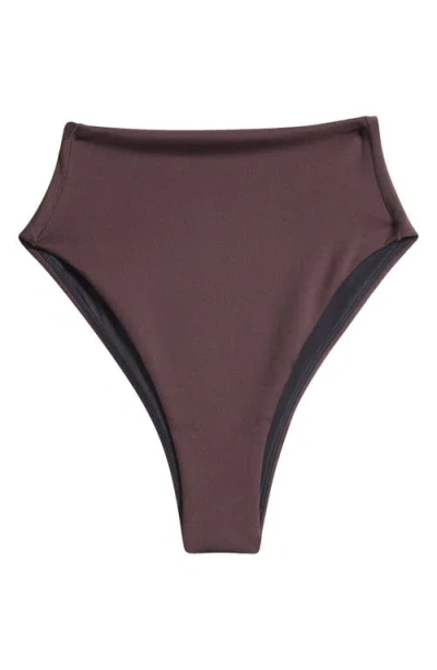 Left On Friday Hi Hi High Cut Cheeky Bikini Bottoms In Brown