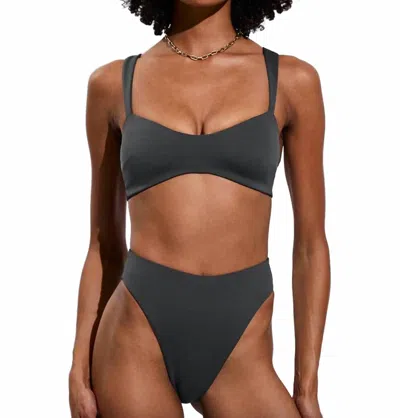 Left On Friday La Plage Bikini Top In Eclipse Grey In Black