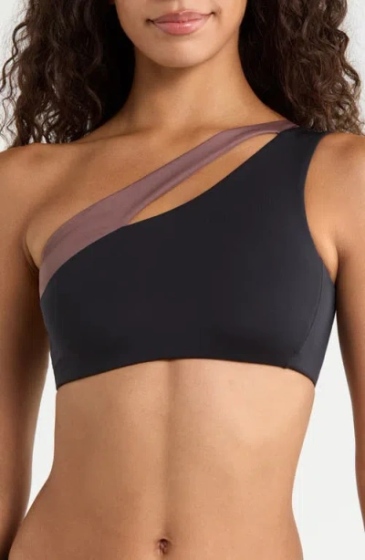 Left On Friday Playa One-shoulder Bikini Top In Black
