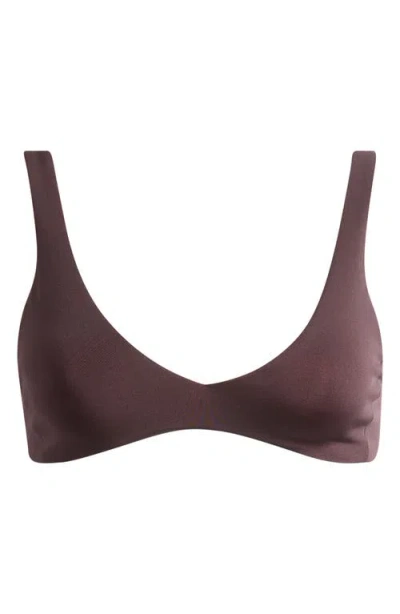 Left On Friday Plunge Bikini Top In Brown