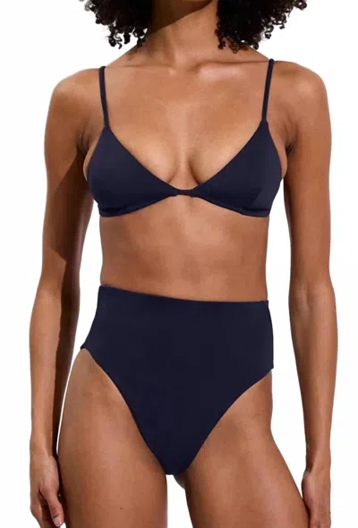 Left On Friday Sandy Triangle Bikini Top In Navy In Blue