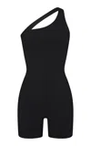 Left On Friday Shoreline One-shoulder Stretch-jersey Playfuit In Black
