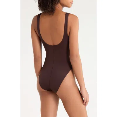 Left On Friday Streamline One-piece Swimsuit In Brown