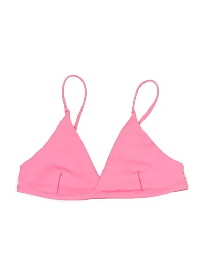 Pre-owned Left On Friday Swimsuit Top Pink Solid Pattern Swimwear